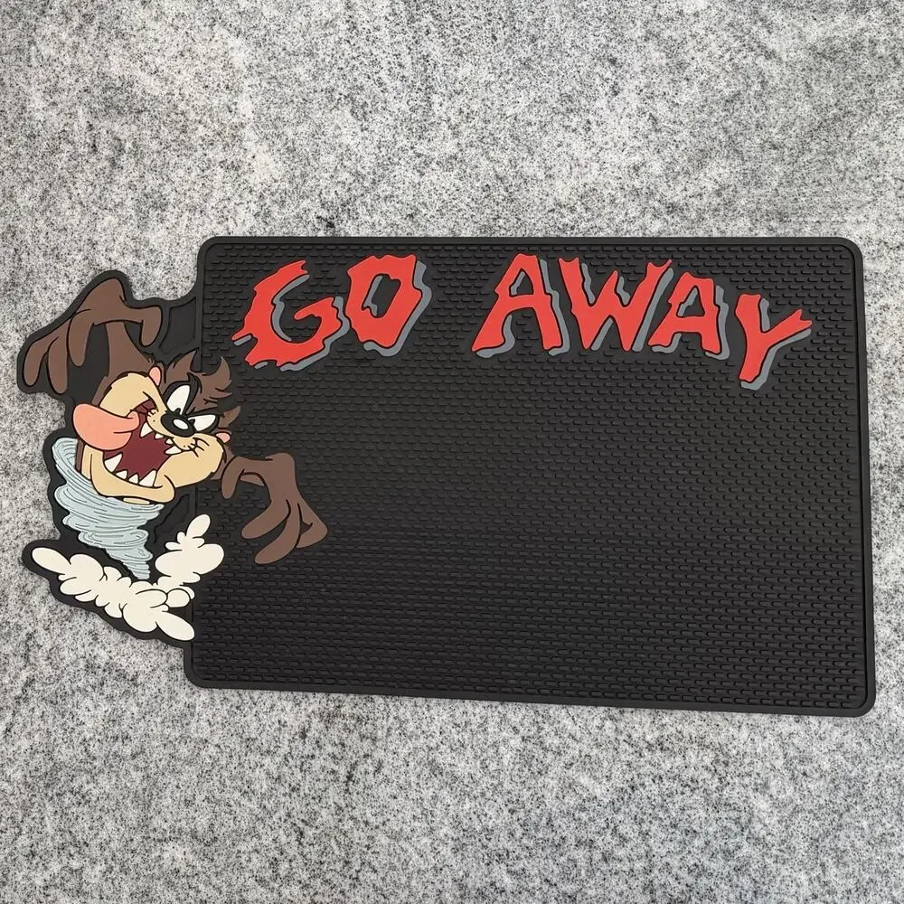 VINTAGE / Super Rare - Side Graphic 1997 Looney Tunes Taz GO AWAY Rubber Doormat